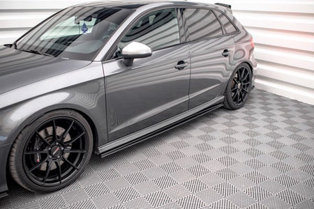 Maxton Street Pro Side Skirts Diffusers Audi S3 / A3 S-Line Sportback 8V Facelift - Black