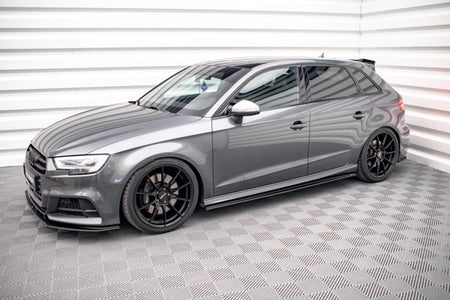 Maxton Street Pro Side Skirts Diffusers Audi S3 / A3 S-Line Sportback 8V Facelift - Black