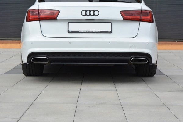 Maxton Central Rear Splitter Audi A6 C7 Avant S-Line Facelift - Gloss Black