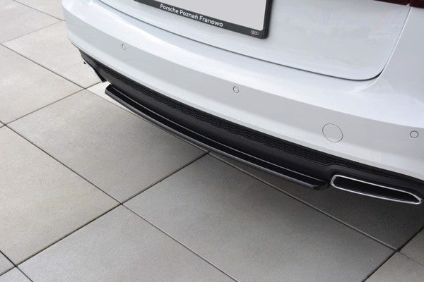 Maxton Central Rear Splitter Audi A6 C7 Avant S-Line Facelift - Gloss Black