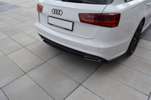 Maxton Central Rear Splitter Audi A6 C7 Avant S-Line Facelift - Gloss Black