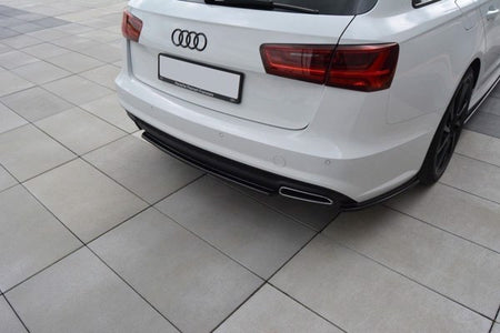 Maxton Central Rear Splitter Audi A6 C7 Avant S-Line Facelift - Gloss Black