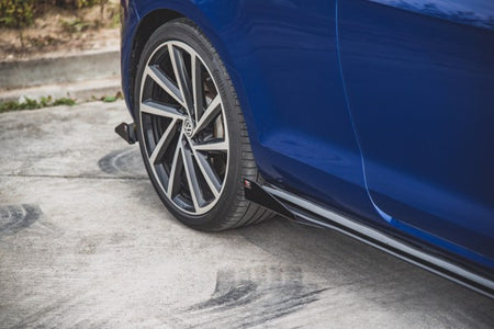 Maxton Racing Durability Side Skirts Diffusers + Flaps VW Golf 7 R / R-Line Facelift - Black + Gloss Flaps    