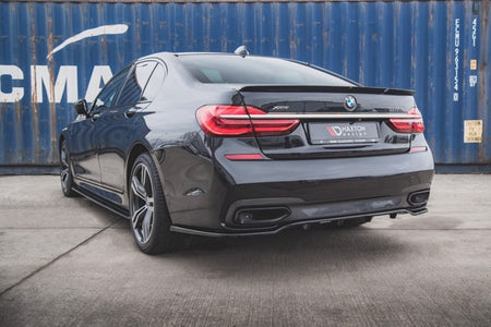 Maxton Central Rear Splitter (With Vertical Bars) For BMW 7 M-Pack G11 - Gloss Black