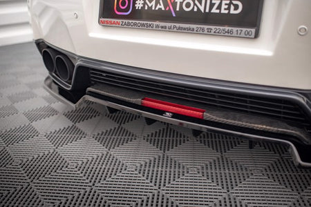 Maxton Central Rear Splitter + Flaps For Nissan Gtr R35 Facelift - Gloss Black