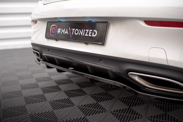 Maxton Central Rear Splitter (With Vertical Bars) Mercedes-Benz C Coupe Amg-Line C205 Facelift - Gloss Black
