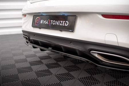 Maxton Central Rear Splitter (With Vertical Bars) Mercedes-Benz C Coupe Amg-Line C205 Facelift - Gloss Black