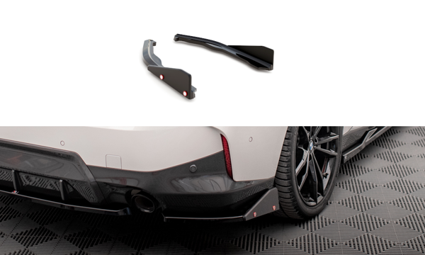 Maxton Rear Side Splitters V.2 + Flaps BMW 2 Coupe M-Pack G42 - Gloss Black