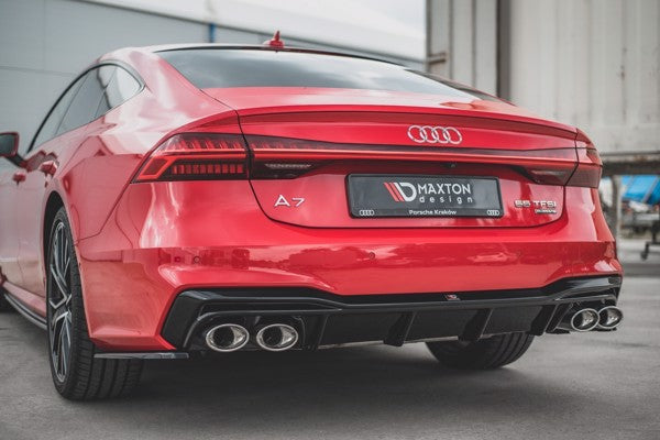 Maxton Rear Valance + Exhaust Ends Imitation Audi A7 C8 S-Line - Black
