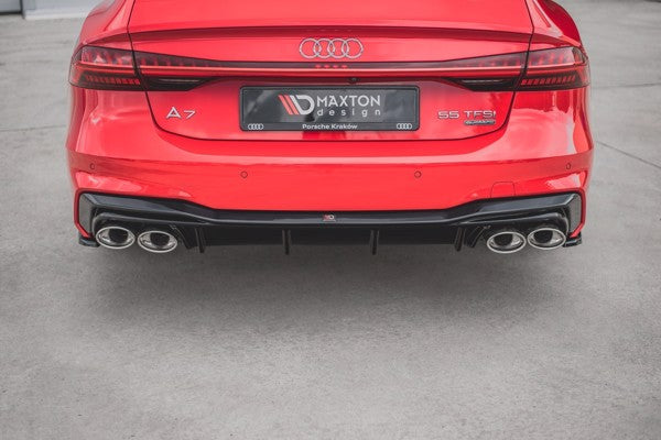 Maxton Rear Valance + Exhaust Ends Imitation Audi A7 C8 S-Line - Black