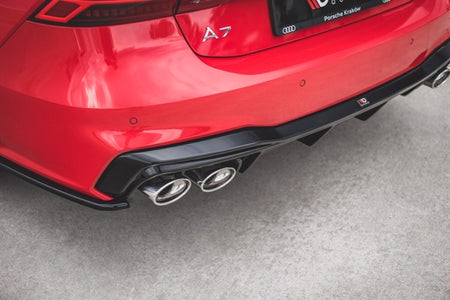 Maxton Rear Valance + Exhaust Ends Imitation Audi A7 C8 S-Line - Black