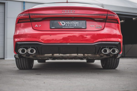 Maxton Rear Valance + Exhaust Ends Imitation Audi A7 C8 S-Line - Black