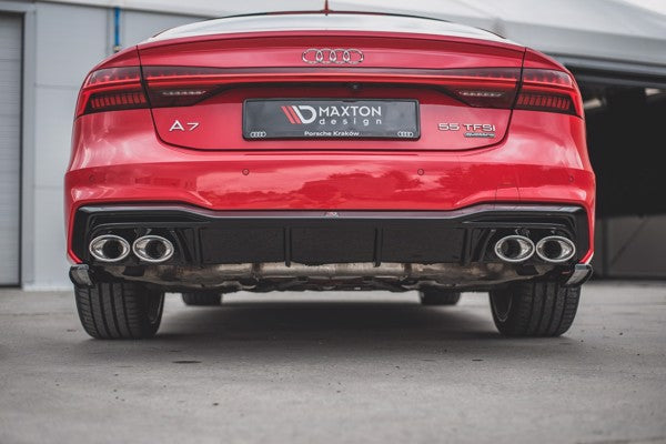 Maxton Rear Valance + Exhaust Ends Imitation Audi A7 C8 S-Line - Black