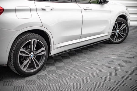 Maxton Side Skirts Diffusers BMW X1 M-Pack F48 - Gloss Black