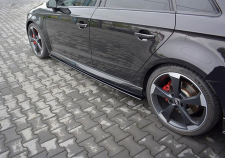 Maxton Side Skirts Diffusers Audi RS3 8V Fl Sportback - Gloss Black