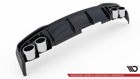 Sort Maxton bagdiffuser med imitation af udstødningsender til Audi A6 C8 S-Line, designet til at forbedre bilens aerodynamik og 