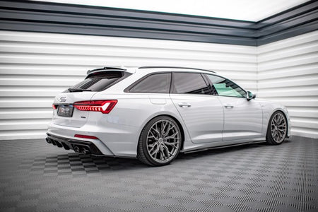 Sort Maxton bagdiffuser med imitation af udstødningsender til Audi A6 C8 S-Line, designet til at forbedre bilens aerodynamik og 