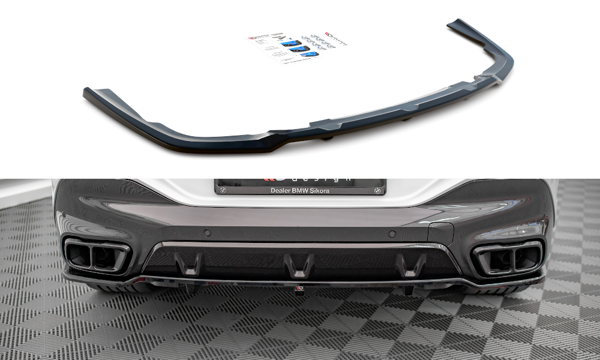 Maxton Central Rear Splitter (With Vertical Bars) BMW X6 M-Pack G06 - Gloss Black