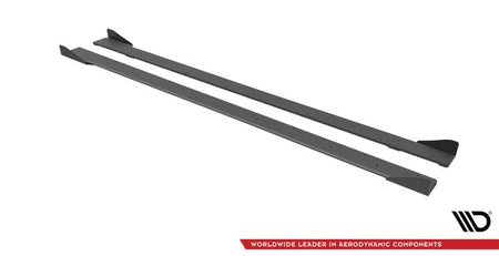 Maxton Street Pro Side Skirts Diffusers + Flaps Volkswagen Golf R Mk7 - Black + Gloss Flaps    