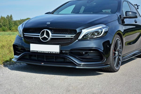Maxton Front Splitter V.1 Mercedes A W176 Amg Facelift - Gloss Black