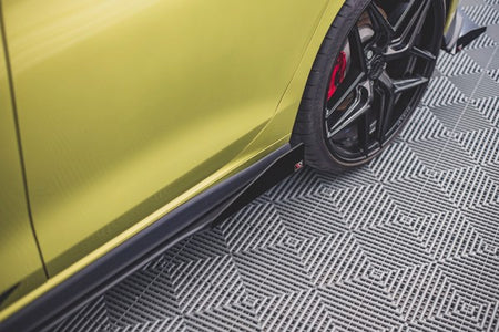 Maxton Racing Durability Side Skirts Diffusers + Flaps Volkswagen Golf 8 Gti / Gti Clubsport - Black + Gloss Flaps    