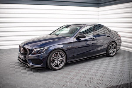 Maxton Side Skirts Diffusers Mercedes- Benz C43 Amg W205 - Gloss Black