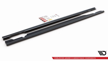 Maxton Side Skirts Diffusers Mercedes- Benz C43 Amg W205 - Gloss Black