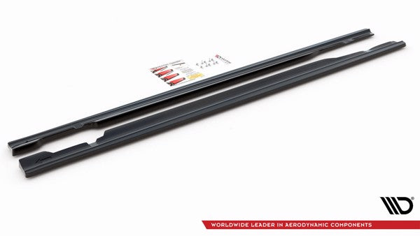 Maxton Side Skirts Diffusers Mercedes- Benz C43 Amg W205 - Gloss Black