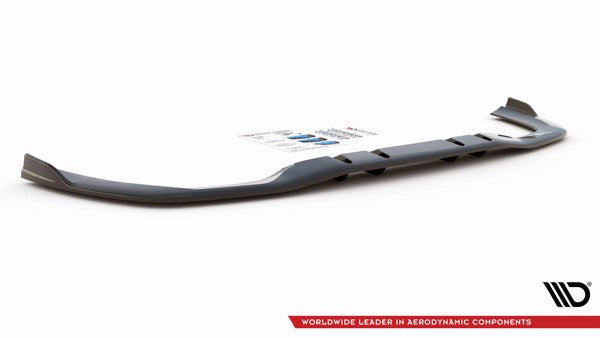 Maxton Central Rear Splitter (With Vertical Bars) V.2 Mercedes A 35 Amg Sedan V177 - Gloss Black