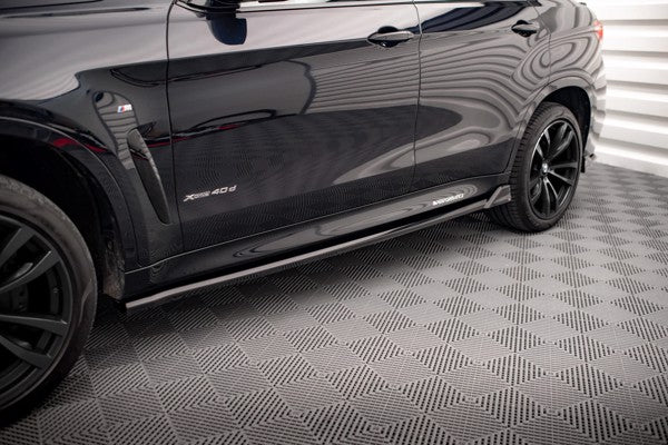 Maxton Side Skirts Diffusers V.2 BMW X6 M-Pack F16 - Gloss Black