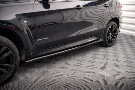 Maxton Side Skirts Diffusers V.2 BMW X6 M-Pack F16 - Gloss Black
