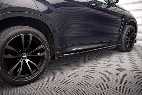Maxton Side Skirts Diffusers V.2 BMW X6 M-Pack F16 - Gloss Black