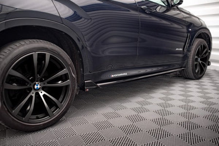 Maxton Side Skirts Diffusers V.2 BMW X6 M-Pack F16 - Gloss Black