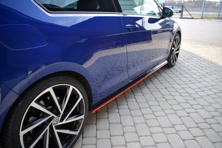 Maxton Side Skirts Diffusers V.2 VW Golf 7 R / R-Line Facelift - Gloss Black