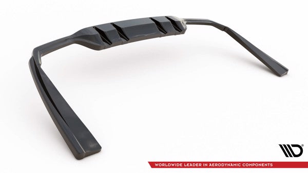 Maxton Central Rear Splitter (With Vertical Bars) Mercedes-Amg C 43 Sedan W205 Facelift - Gloss Black