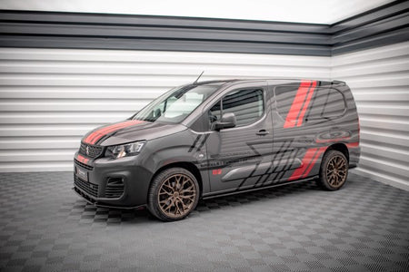 Maxton Side Skirts Diffusers Peugeot Partner Maxi Mk3 - Gloss Black