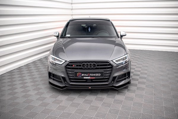 Maxton Front Splitter V.2 Audi S3 / A3 S-Line Sportback 8V Facelift - Gloss Black