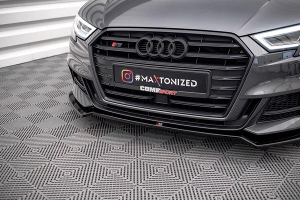 Maxton Front Splitter V.2 Audi S3 / A3 S-Line Sportback 8V Facelift - Gloss Black