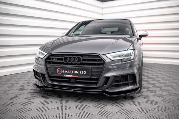 Maxton Front Splitter V.2 Audi S3 / A3 S-Line Sportback 8V Facelift - Gloss Black