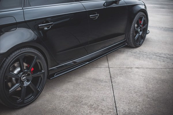 Maxton Side Skirts Diffusers V.2 Audi RS3 8V Sportback Facelift - Gloss Black