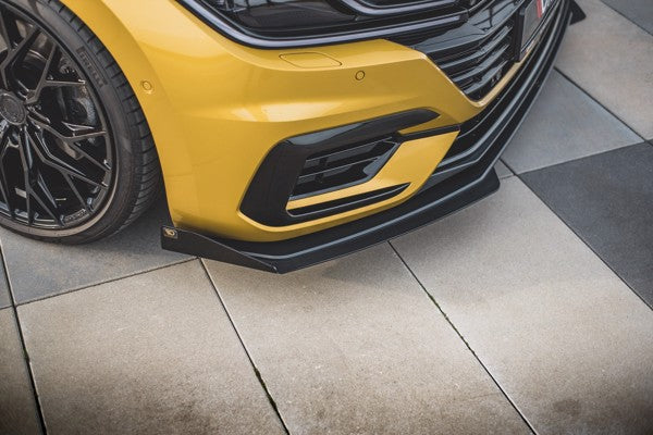 Maxton Racing Durability Front Splitter + Flaps Volkswagen Arteon R-Line - Black + Gloss Flaps    