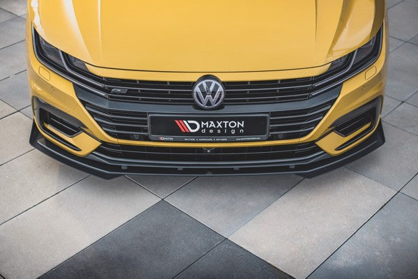 Maxton Racing Durability Front Splitter + Flaps Volkswagen Arteon R-Line - Black + Gloss Flaps    