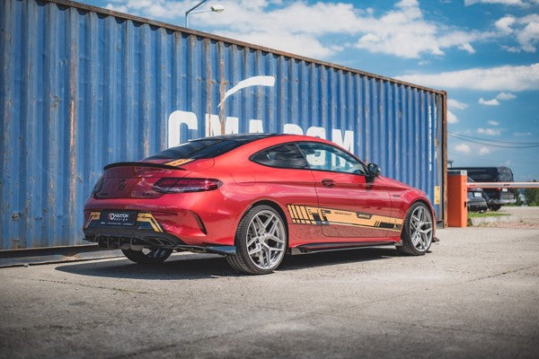 Maxton Racing Durability Rear Side Splitters + Flaps Mercedes-Amg C43 Coupe C205 - Black + Gloss Flaps    