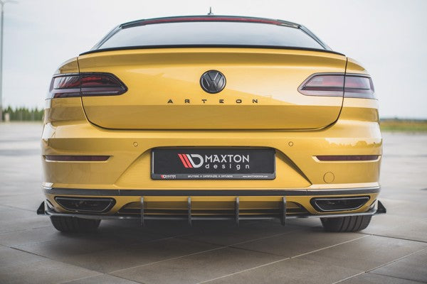 Maxton Racing Durability Rear Valance + Flaps Volkswagen Arteon R-Line - Black + Gloss Flaps    