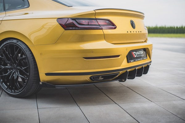 Maxton Racing Durability Rear Valance + Flaps Volkswagen Arteon R-Line - Black + Gloss Flaps    
