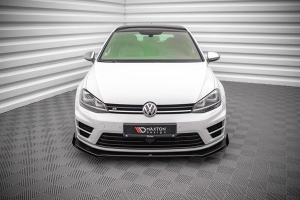 Maxton Street Pro Front Splitter V.1 + Flaps Volkswagen Golf R Mk7 - Black + Gloss Flaps    
