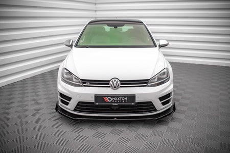 Maxton Street Pro Front Splitter V.1 + Flaps Volkswagen Golf R Mk7 - Black + Gloss Flaps    