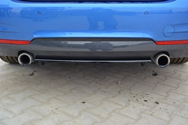 Maxton Central Rear Splitter For BMW 4 F32 M-Pack (With Vertical Bars) - Gloss Black