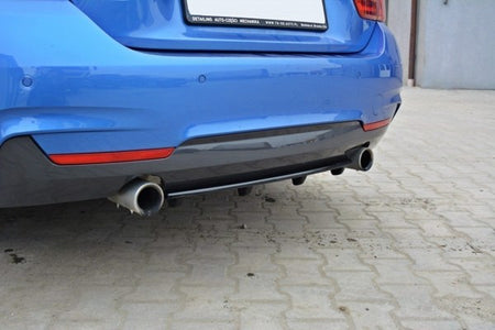 Maxton Central Rear Splitter For BMW 4 F32 M-Pack (With Vertical Bars) - Gloss Black
