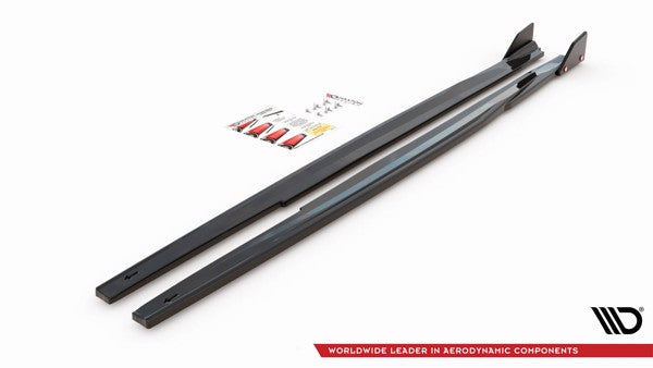 Maxton Side Skirts Diffusers V.1 + Flaps Toyota Corolla Gr Sport Hatchback Xii - Gloss Black